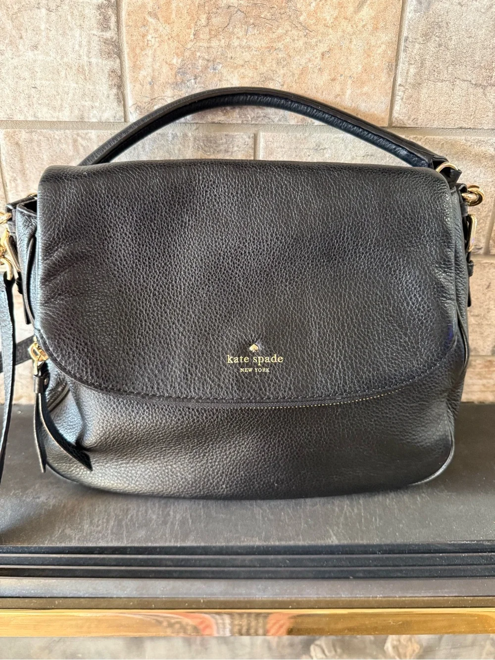 kate spade Black Pebbled Leather Shoulder / Crossbody Bag